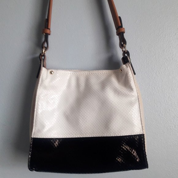 Sondra Roberts Squared Shoulder Bag White Black Multi-color Block Purse Handbag - Picture 1 of 14